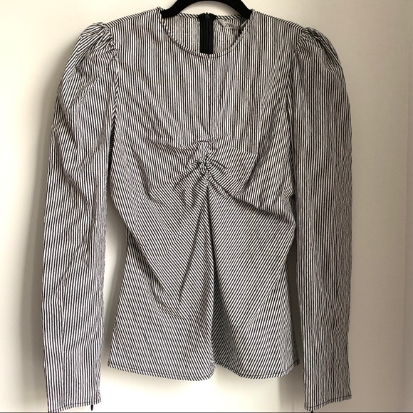NWT Zara Striped Poplin Blouse Top - Picture 4 of 8
